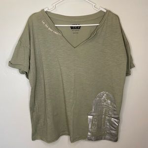 Star Wars Women’s V-Neck Top in Green Size Large